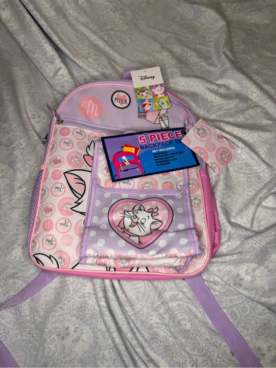 Disney Other - The Aristocats Marie & Milk 5 Piece Backpack Set